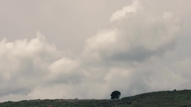 Regn moln samlades över bergen tiden förfaller — Stockvideo