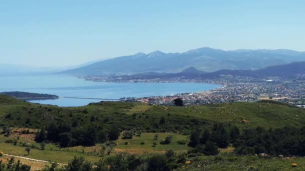 Vista da una piccola città di mare Urla izmir — Video Stock