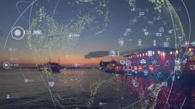 Akıllı şehir ve iletişim ağı konsepti. Dijital dönüşüm. Yüksek kalite 4k görüntü