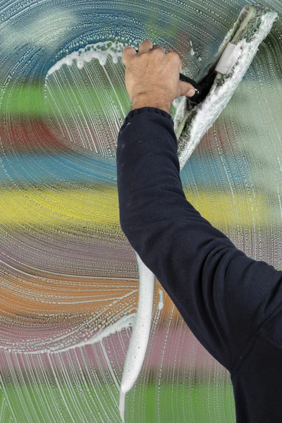 Window cleaning by cleaner — Stock Photo, Image