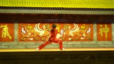 Çin Martial sanatçı'nın çağdaş performans