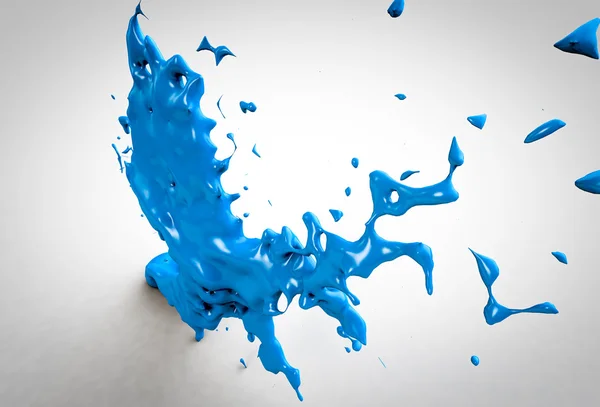 Esplosione vernice blu su sfondo bianco — Foto Stock