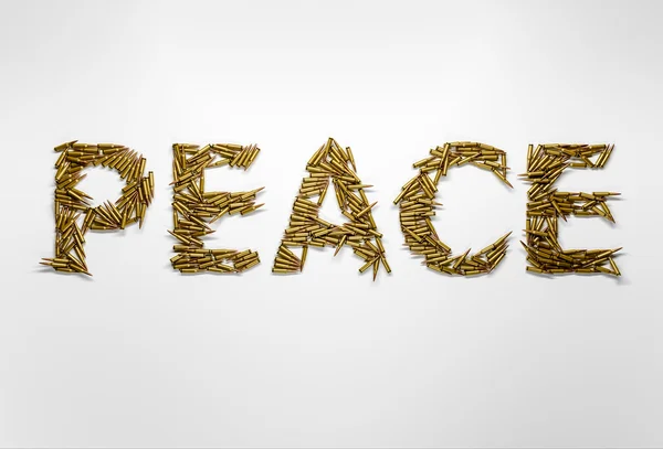 Concept of peace. Word Peace typed with font made of bullets — Stock Photo, Image