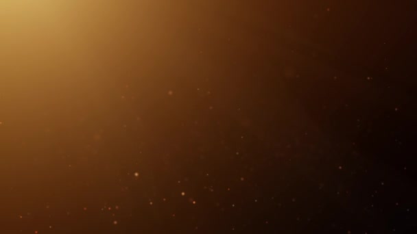 Beautiful gold particles floating in light rays. Seamless FullHD background. — Stock Video