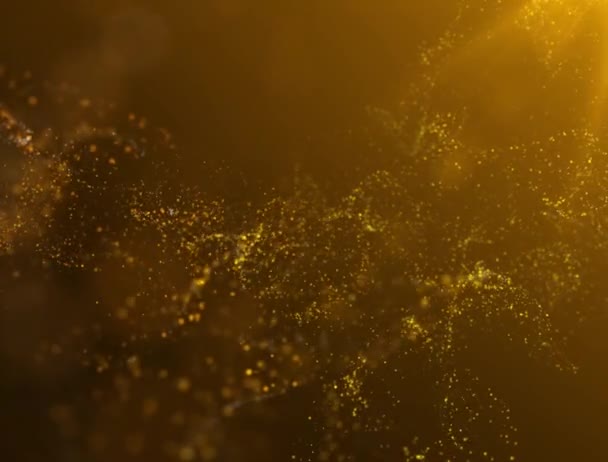 Golden particles floating in liquid. Seamless background with Full HD definition. — Stock Video