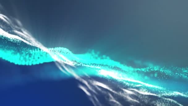 青い粒子が海の波のように動きます。4 k のシームレスな背景をループ. — ストック動画