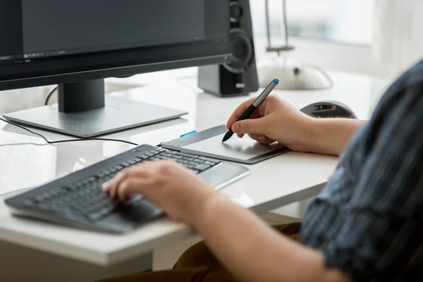 Closeup of professional graphic designer at work in office — Stock Photo, Image