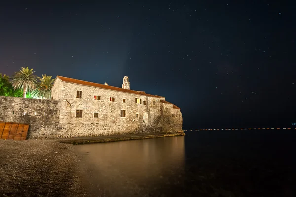 Landscape of Budva fortress at night, Montenegro — Stock Photo, Image