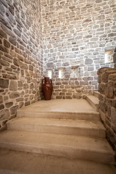 Long stone staircase inside of ancient tower — Stock Photo, Image
