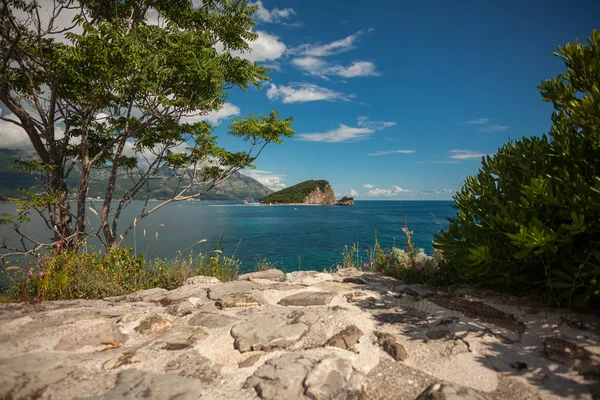 ancient seaside city with on blue sea