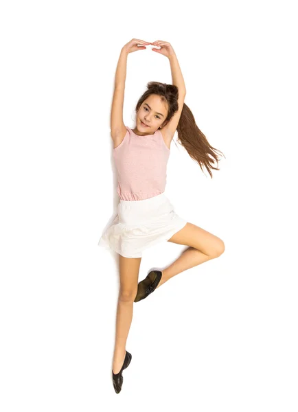 Na białym tle zdjęcie ładny uśmiechnięte dziewczyny taniec balet — Zdjęcie stockowe