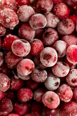 Dondurulmuş vişne hoarfrost tarafından örtülü closeup çekim