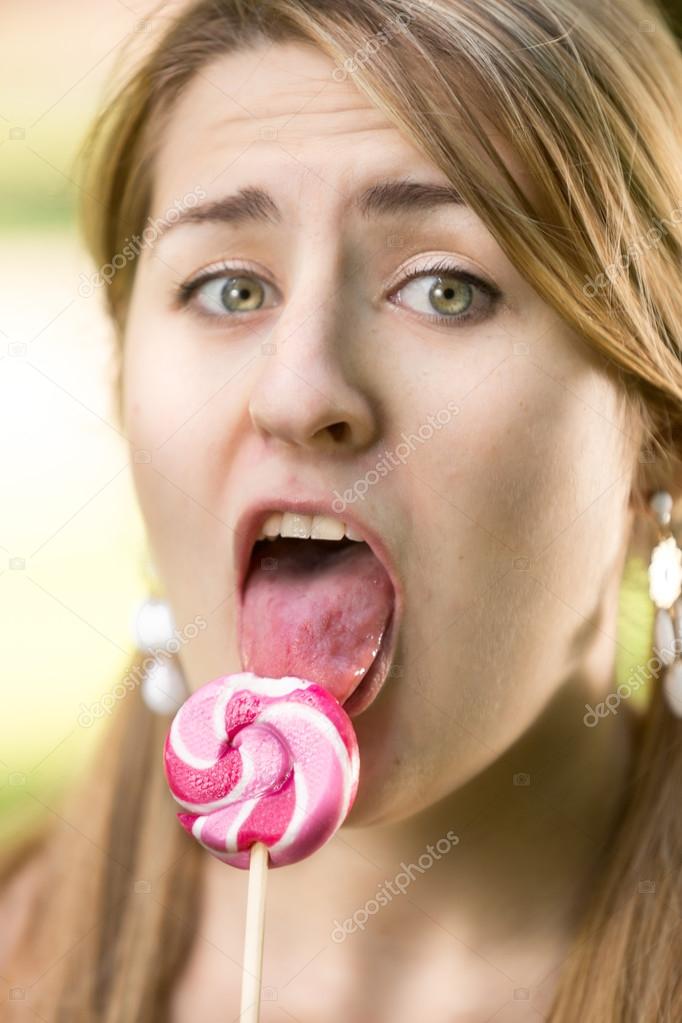 Girl pigtails licking subway