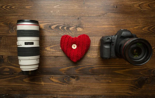 Conceito de fotografia amorosa. Eu amo fotografia feita de lente , — Fotografia de Stock