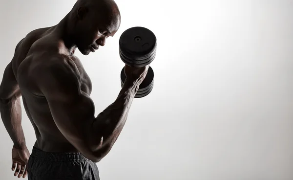 Bodybuilder faire un entraînement de poids lourd pour les biceps — Photo