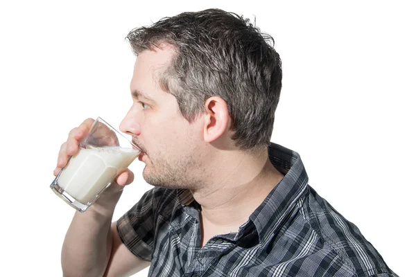 Drinking milk in profile — Stock Photo, Image