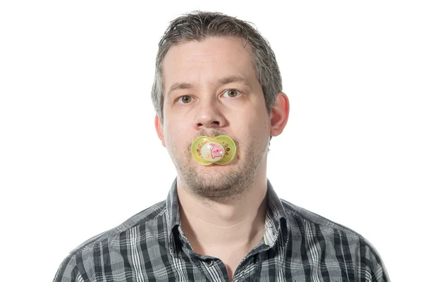 Man and a pacifier — Stock Photo, Image