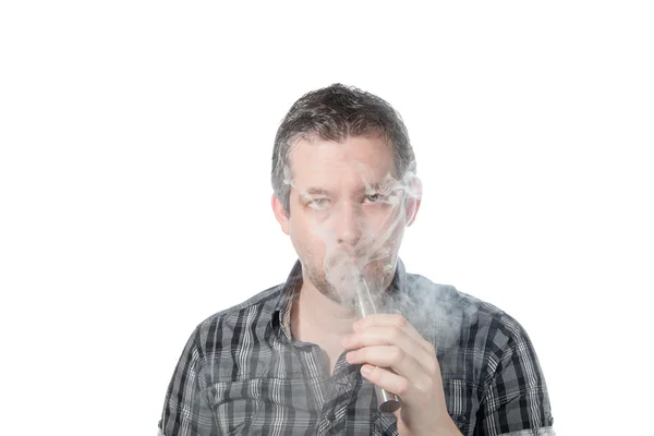 Man smoking ecigarette — Stock Photo, Image