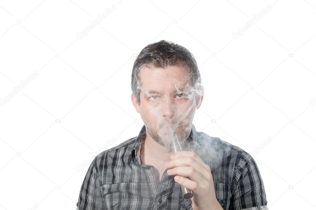 Man smoking ecigarette