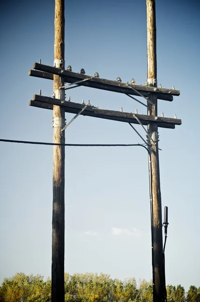 Blick auf Holzmasten — Stockfoto