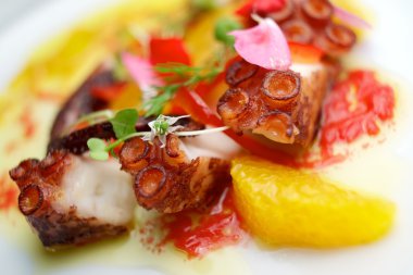 Ahtapot ceviche yakın çekim