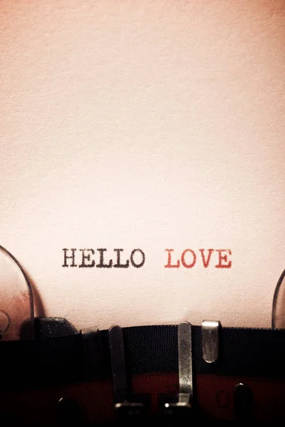 Hola Frase Amor Escrita Con Una Máquina Escribir — Foto de Stock