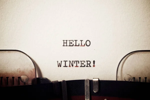 Hallo Winter Zin Geschreven Met Een Typemachine — Stockfoto