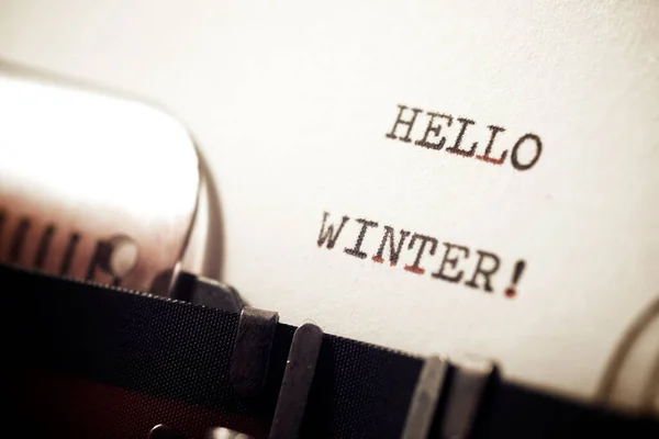 Hallo Winter Zin Geschreven Met Een Typemachine — Stockfoto