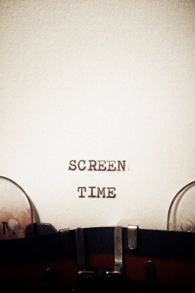 Screen time phrase written with a typewriter.