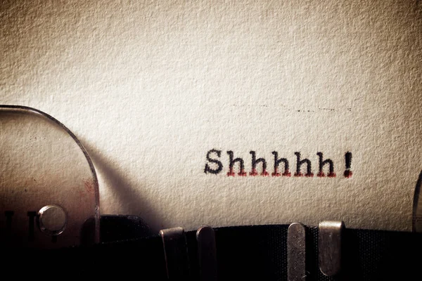 Shhhhh Palabra Escrita Con Una Máquina Escribir — Foto de Stock