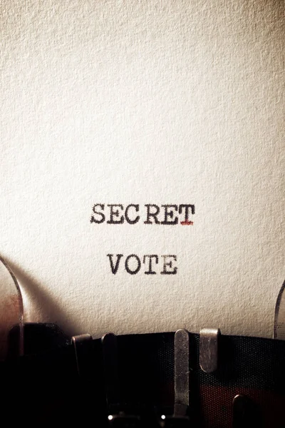 Voto Segreto Scritto Con Una Macchina Scrivere — Foto Stock