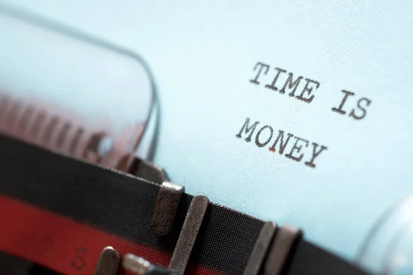 Tiempo Una Frase Dinero Escrita Con Una Máquina Escribir — Foto de Stock