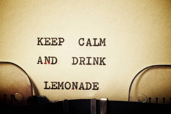 Keep Calm Drink Lemonade Phrase Written Typewriter — Stock Photo, Image