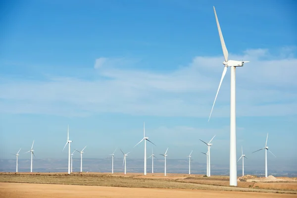 Wind Turbines Electric Power Production Zaragoza Province Aragon Spain — Stock Photo, Image