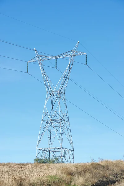萨拉戈萨省的电力线路 西班牙阿拉贡 — 图库照片