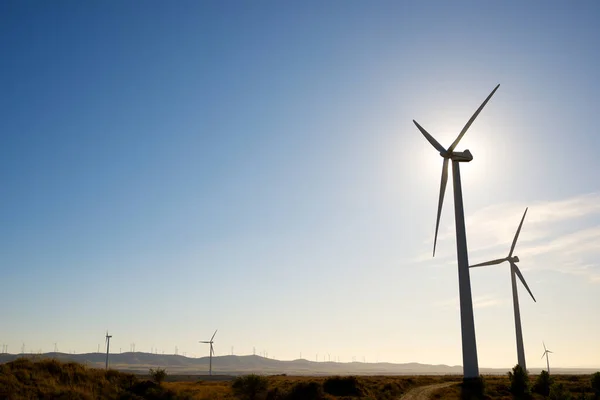 Moinhos Vento Para Produção Energia Eléctrica Província Huesca Aragão Espanha — Fotografia de Stock