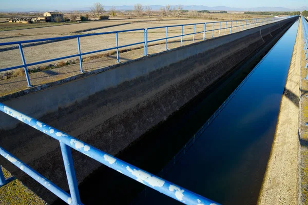 Concrete Irrigation Canal Huesca Province Aragon Spain — Stock Photo, Image