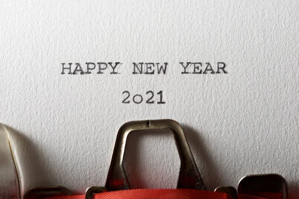 Frase Felice Anno Nuovo 2021 Scritta Con Una Macchina Scrivere — Foto Stock