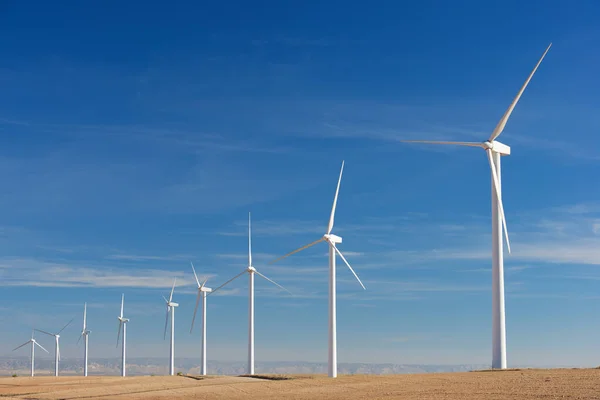 Turbinas Eólicas Para Produção Energia Elétrica Província Zaragoza Aragão Espanha — Fotografia de Stock