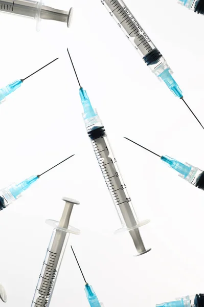 Close Group Syringes White Backlit Table — Stock Photo, Image
