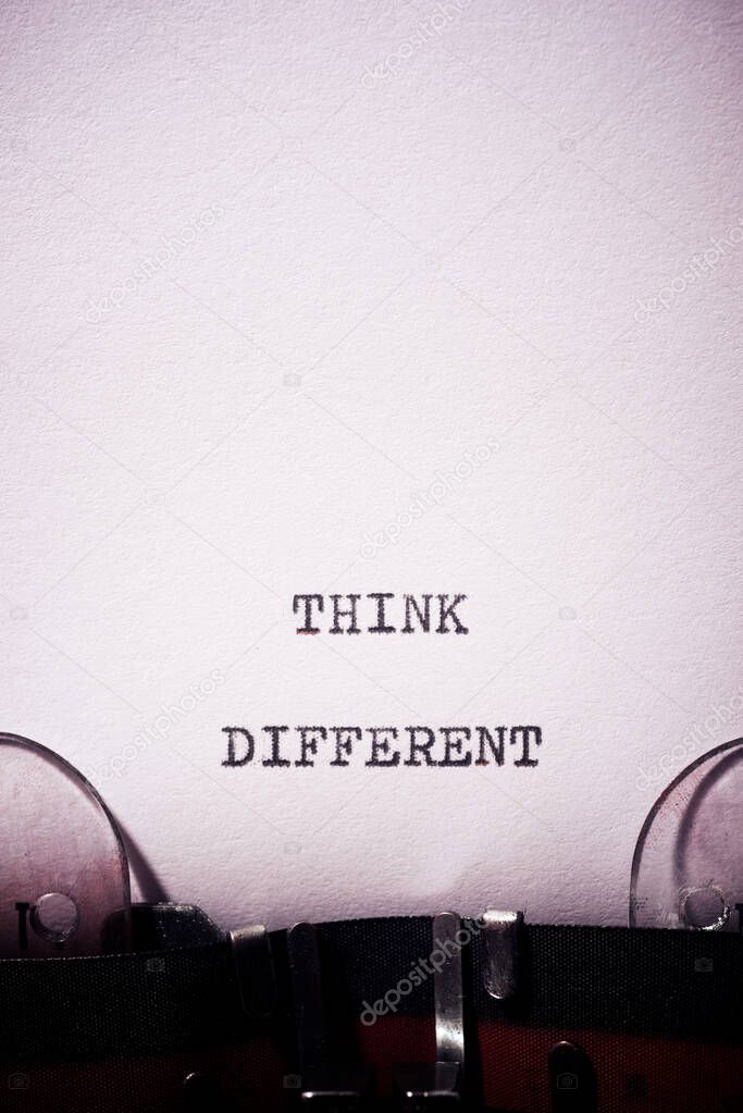Think different phrase written with a typewriter.