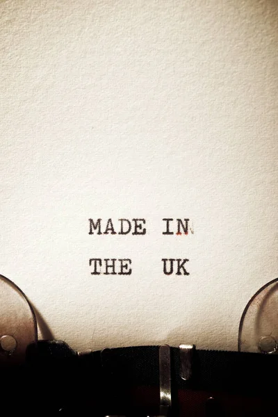 Tillverkad Storbritannien Fras Skriven Med Skrivmaskin — Stockfoto