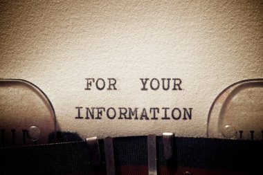 For your information phrase written with a typewriter. clipart