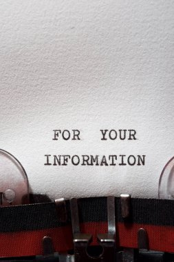 For your information phrase written with a typewriter. clipart
