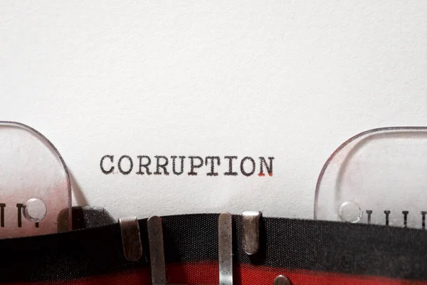 Korruptionswort Mit Schreibmaschine Geschrieben — Stockfoto