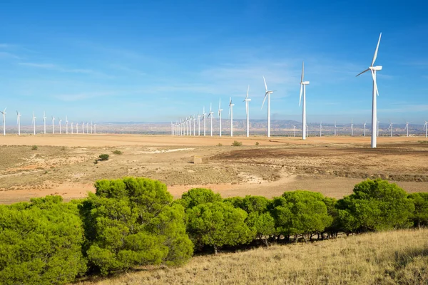 Wind Turbines Electric Power Production Zaragoza Province Aragon Spain — Stock Photo, Image