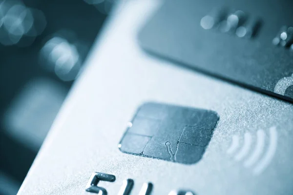 Electronic chip in a credit card view.