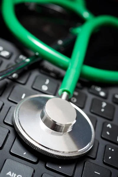 Stethoscope Keyboard Laptop — Stock Photo, Image