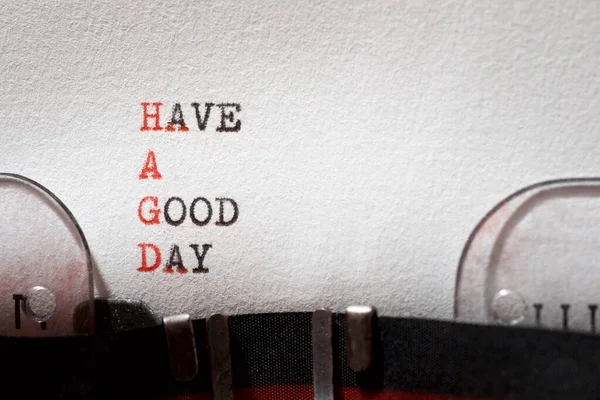 Avoir Une Phrase Bonne Journée Écrite Avec Une Machine Écrire — Photo
