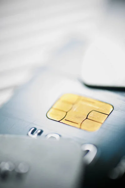 Elektronische Chip Een Credit Card View — Stockfoto